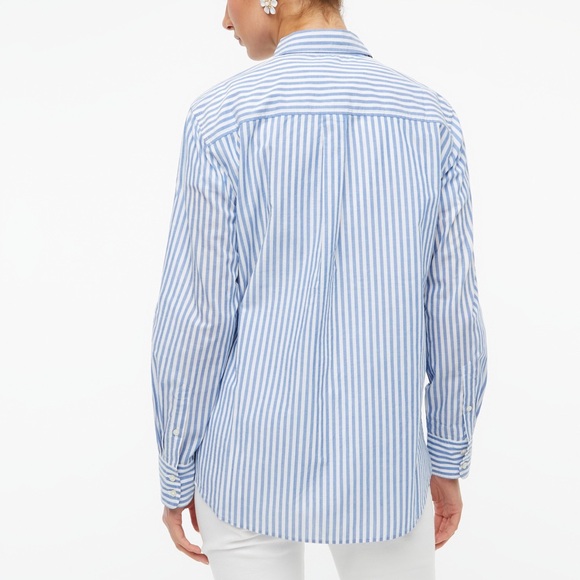 J.Crew Size Small High Low Relaxed Oversized Button Up Top in Striped - Picture 4 of 4